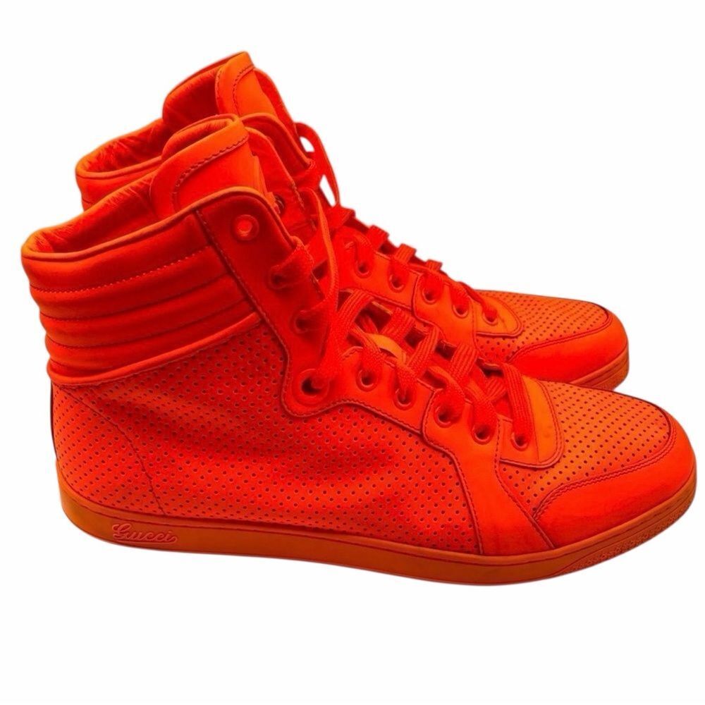 Gucci-Authentic-Men’s Neon Orange Sneakers Size 10G - Picture 3 of 14